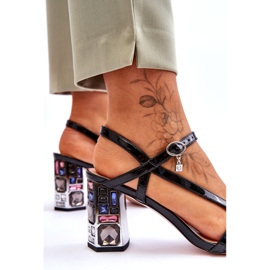 S.Barski Lackade sandaler på en dekorativ klocka D&amp;A CR-232 Svart 4