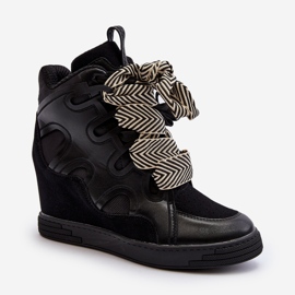 Wedge Sneakers dam Svart Leoppa 2