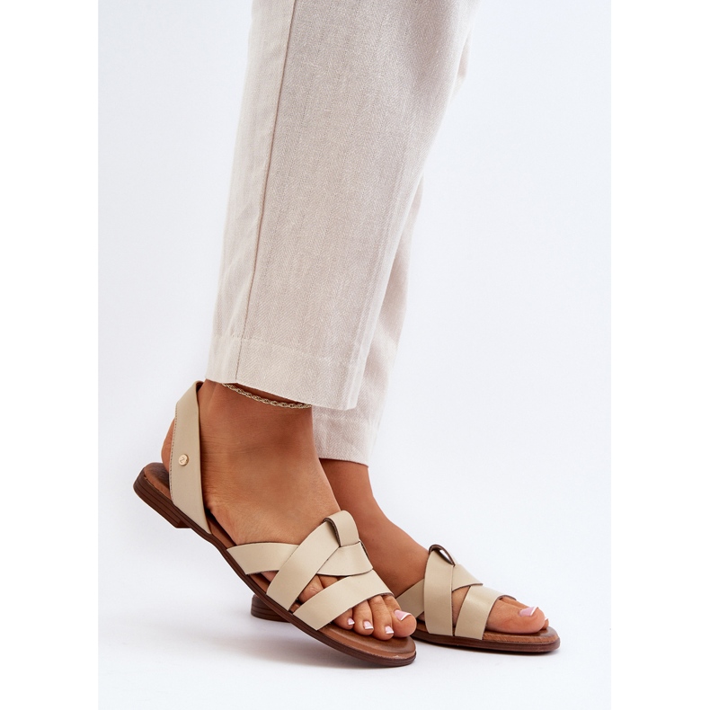 Zazoo 40185 Bekväma Slip-On-sandaler i läder, Beige 2