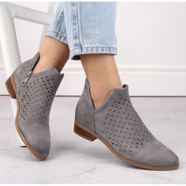 Stövlar i mocka med utskärning för kvinnor, grå Vinceza 58240 1