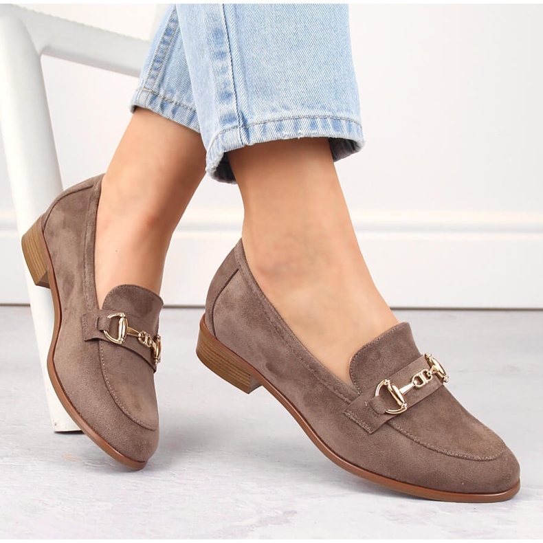 Lågklackade bruna mockaskor för kvinnor Potocki SZ12300 1