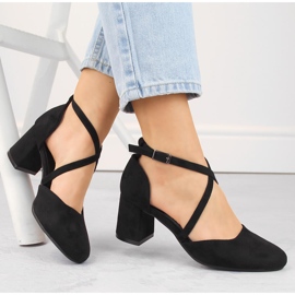 Eleganta damsandaler i mocka på hög klack, svart Potocki SZ12341 1