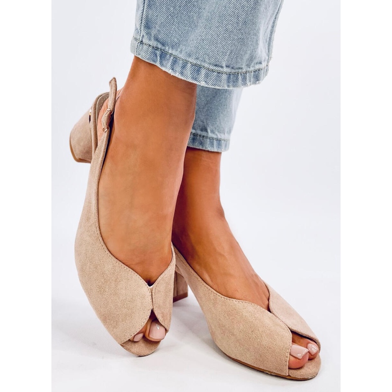 Venus Khaki sandaler med klack beige 2