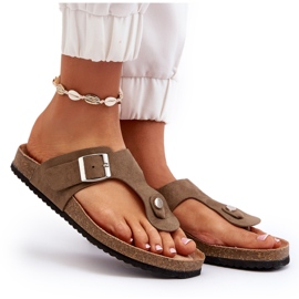 Damflipflops med kork, mörkgrön, Elina 7