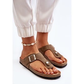 Damflipflops med kork, mörkgrön, Elina 3