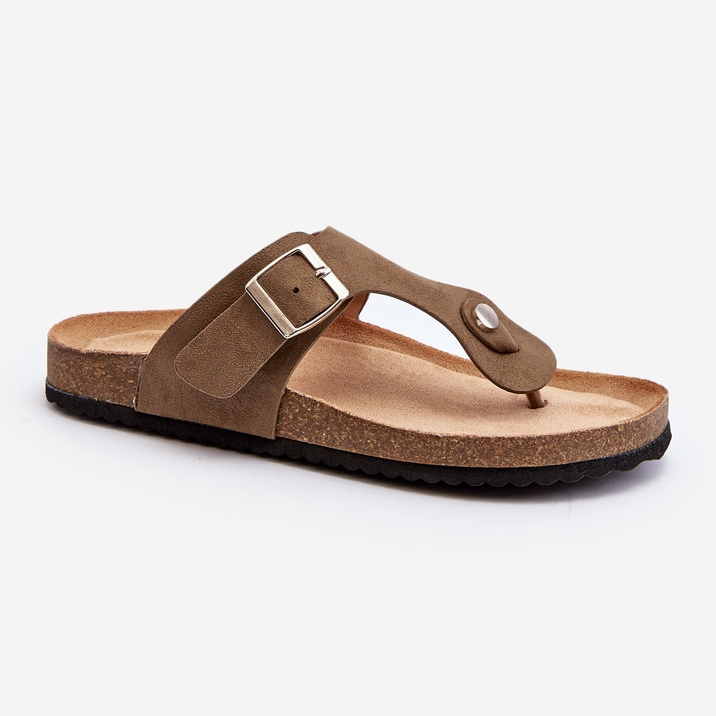 Damflipflops med kork, mörkgrön, Elina 1