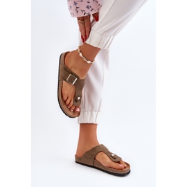 Damflipflops med kork, mörkgrön, Elina 4