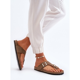 Damflipflops med kork, mörkgrön, Elina 5
