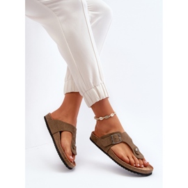 Damflipflops med kork, mörkgrön, Elina 6