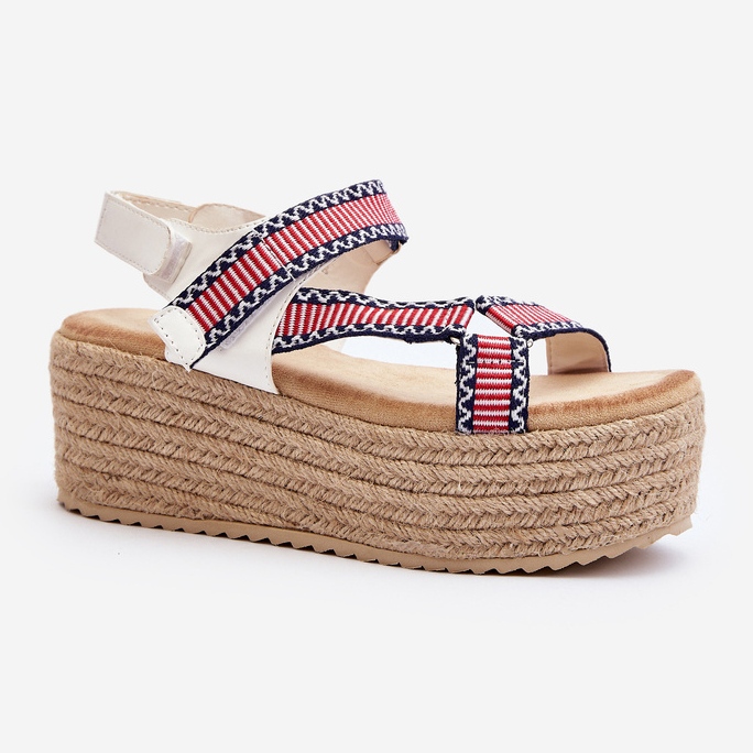 Damsandaler på en flätad massiv sula, vit Luminea 2