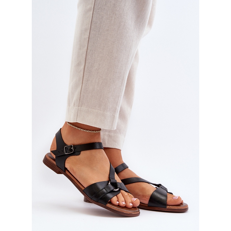 Zazoo 40182 Lädersandaler för kvinnor Svart 2