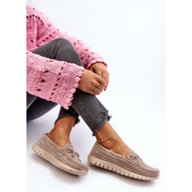 Vinceza Beige dammockasiner med rosett 1