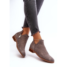 Vinceza Låga platta stövlar för kvinnor Grå Janetris 1