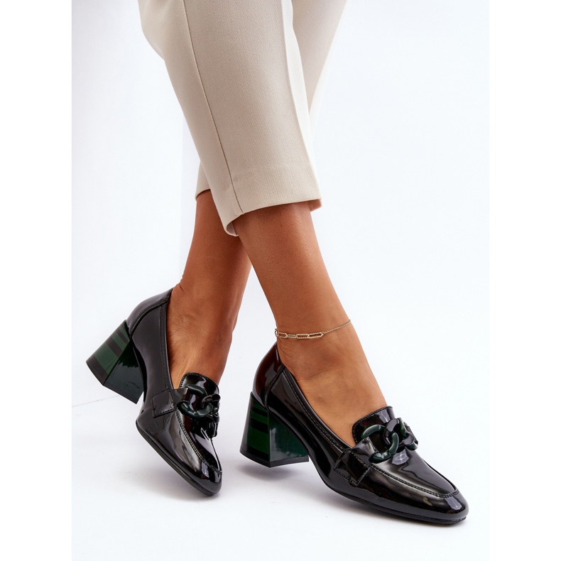 Vinceza Svarta Paliotte patentpumpar med kedja 1