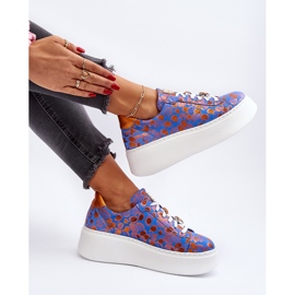 Lädersportskor på plattformen Maciejka 06191-06 Blå 1