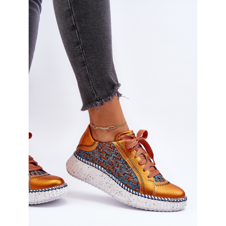 Läder Damsportskor Maciejka 06327-18 Orange 2