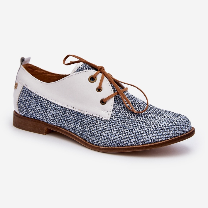 Platta läderskor för kvinnor Maciejka 06461-17 Blå 1