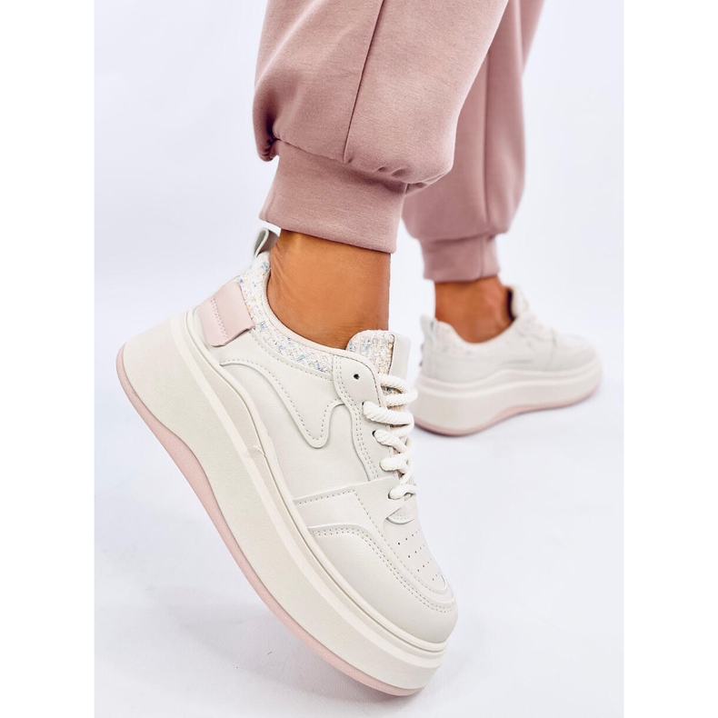 Motimes Beige Rosa pastellfärgade damsneakers 2