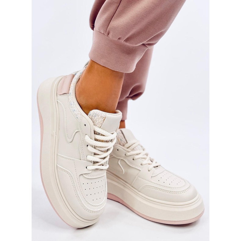Motimes Beige Rosa pastellfärgade damsneakers 1