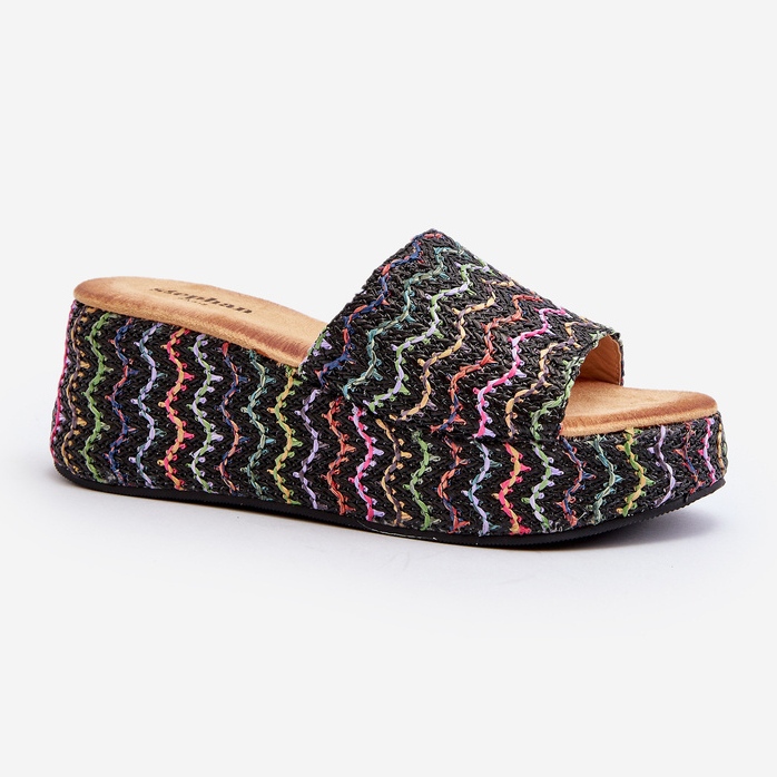 Svarta Vanarila wedge flip-flops damer 1