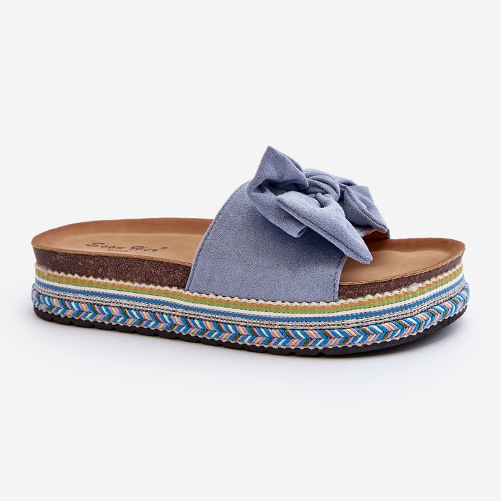 Flip-flops för kvinnor med rosett, blå Evatria 1
