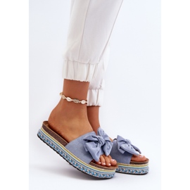 Flip-flops för kvinnor med rosett, blå Evatria 2