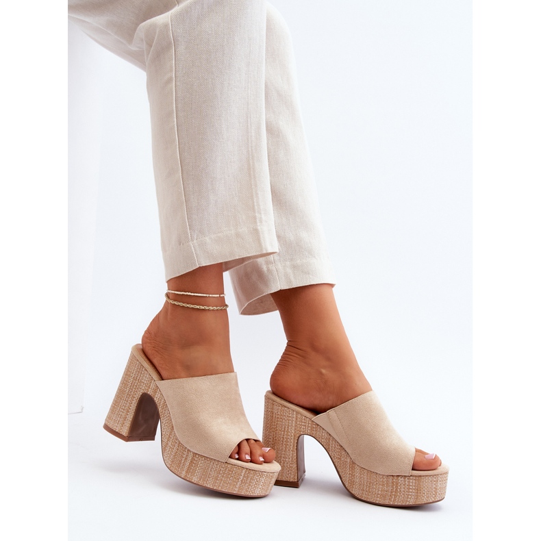 Beige flip-flops dam med höga klackar, Siobhan 2