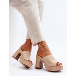 Beige flip-flops dam med höga klackar, Siobhan 1