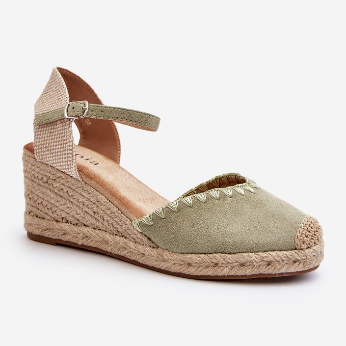 Mocka Espadrillesandaler med flätning, grön Raylin 1