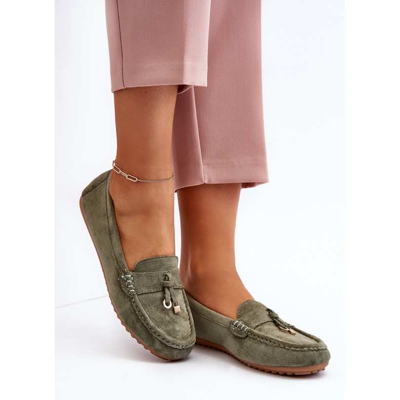 Mocka klassiska mockasiner för kvinnor Grön Ontala 1