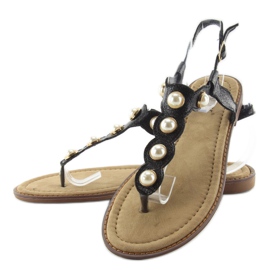 Flipflops med stora pärlor LL-75 Svart 2