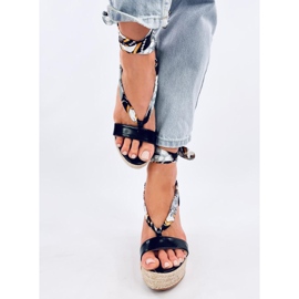 Birrel Svarta espadrillesandaler med kil 1