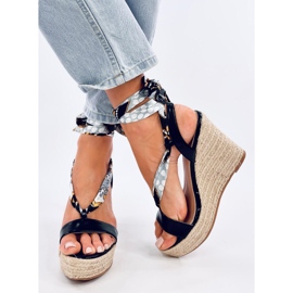 Birrel Svarta espadrillesandaler med kil 2