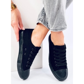 Klassiska Levens Allblack sneakers med snörning (svart sula) 4