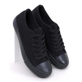 Klassiska Levens Allblack sneakers med snörning (svart sula) 5