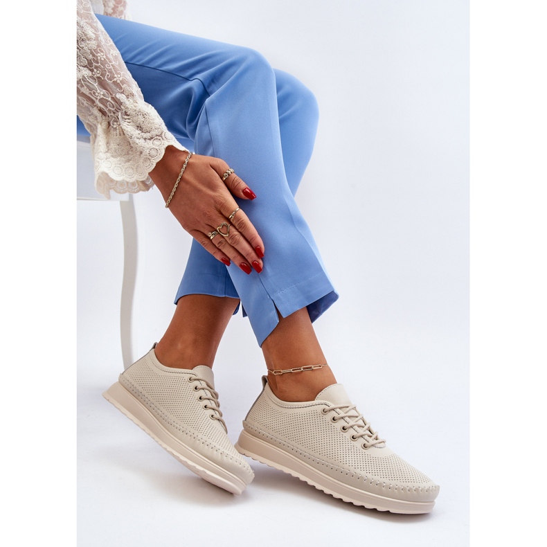 Vinceza Dam Sportskor i läder Sneakers Beige Lalnai 1