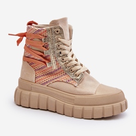 Beige höga sneakers för kvinnor på en massiv plattform Kernia 2