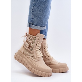 Beige Wonise High Sneakers för kvinnor på en massiv plattform 2