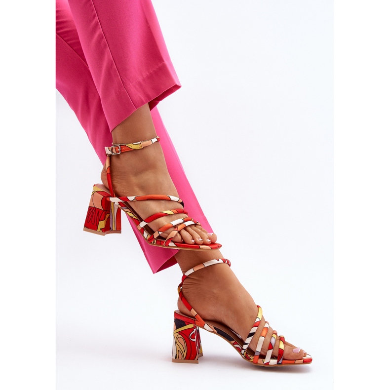 Mönstrade högklackade sandaler Orange Jenglla 1