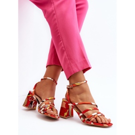 Mönstrade högklackade sandaler Orange Jenglla 2