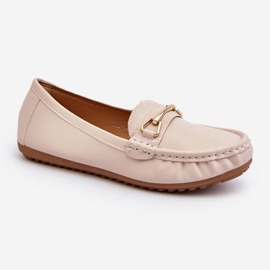 Klassiska mockasiner för kvinnor med dekoration Beige Ainslee 1