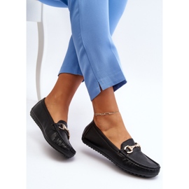 Klassiska ekologiska lädermockasiner för damer Svart Demese 1