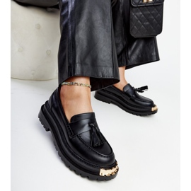 Svarta massiva mockasiner med guldinsatser Tuga 1