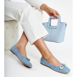 Blå balettlägenheter med rosett av Gaillou 1