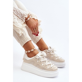 Damsneakers med tjock snörning Beige Vinali 1