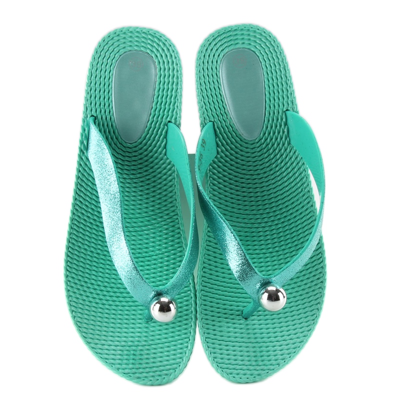 Flipflops med silverkula 9-56 grön 2