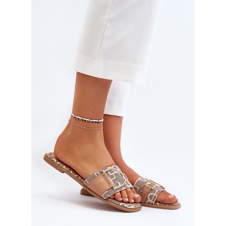 Blanka damflip-flops med brun tådekoration 1