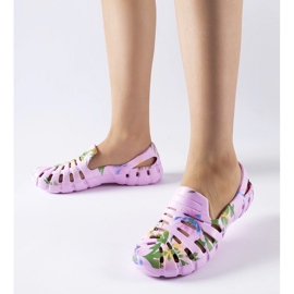 Rosa gummitofflor med Eliano-mönstret CLF0758C Pink blå 1