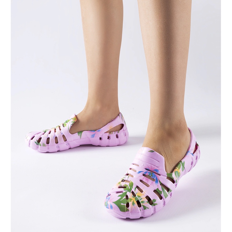 Rosa gummitofflor med Eliano-mönstret CLF0758C Pink blå 1