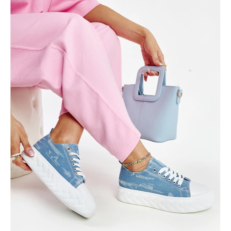 Blå Almaz sneakers med hög plattform 1